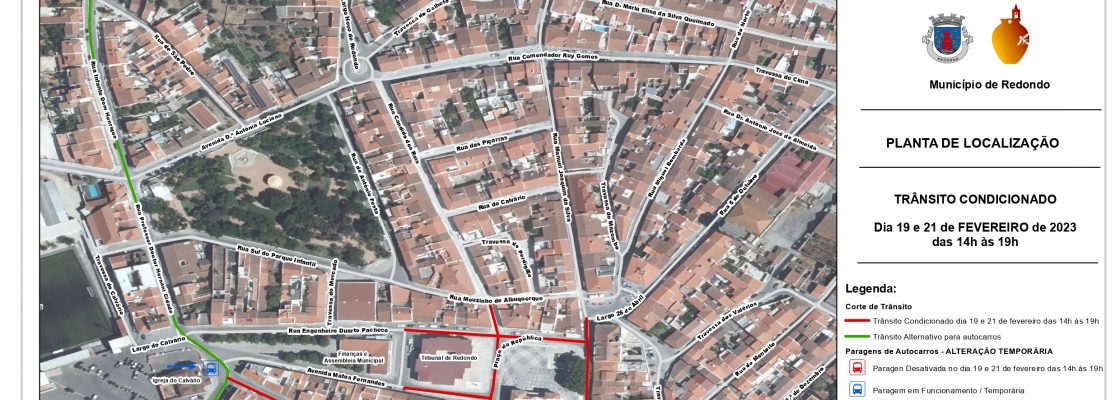 Aviso | Corte de Trânsito | 21 de fevereiro | Redondo